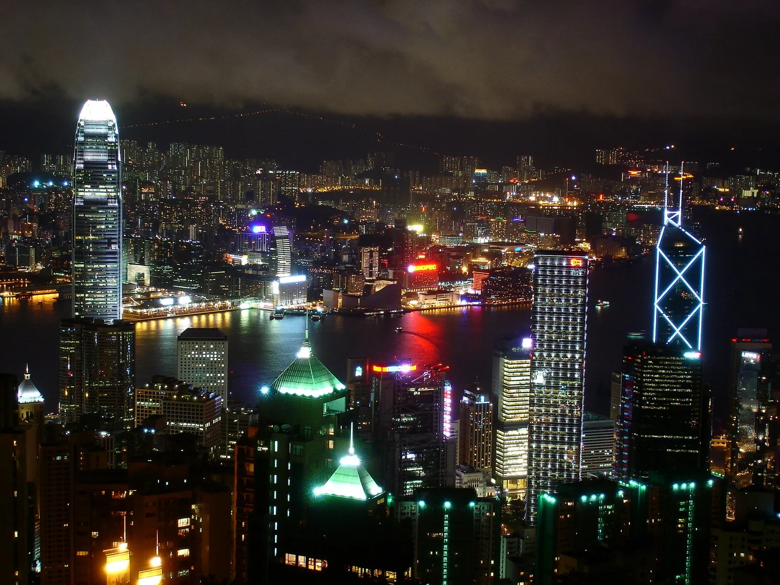 從太平山俯瞰維多利亞港與香港島夜景