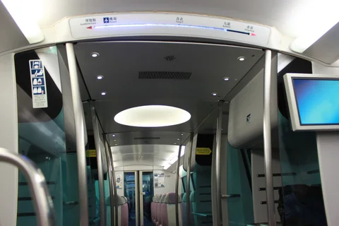 香港機場快線車廂內部。