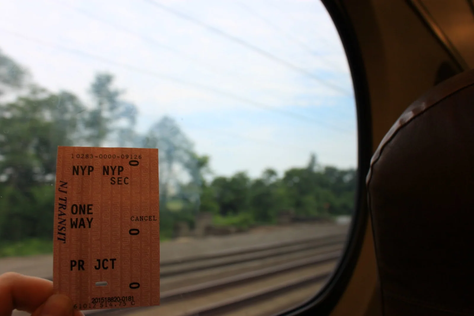 Princeton Junction 到 New York Penn Station 的 NJ Transit 車票。