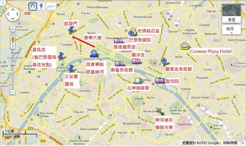 住宿地點與共和廣場交通位置圖。